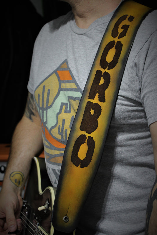 Yellow leather strap