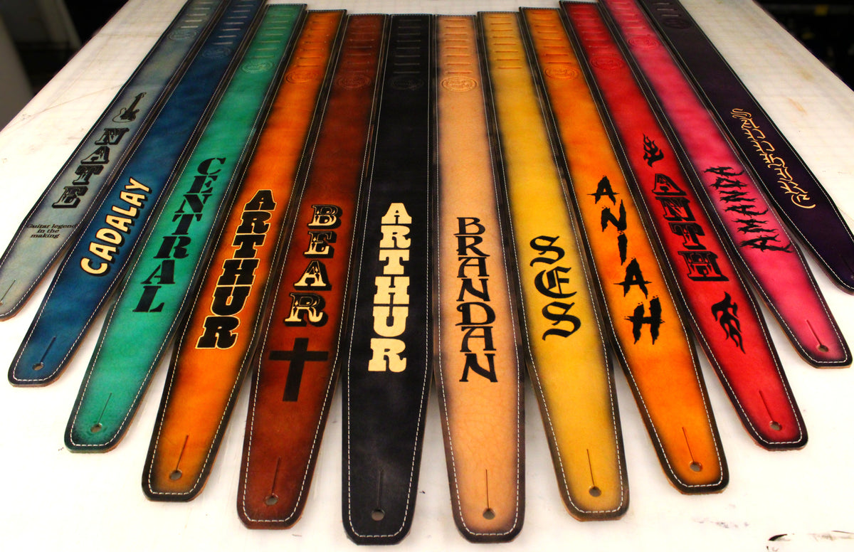 Blue Leather Guitar Strap