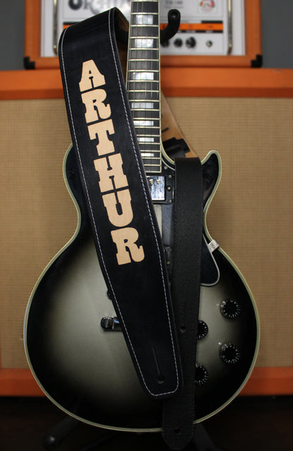 Black Leather Guitar Strap