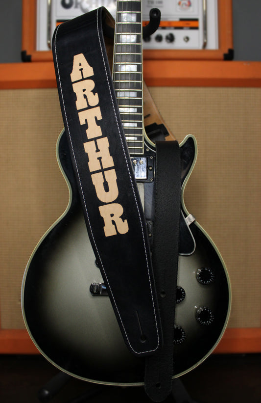 Black Leather Guitar Strap