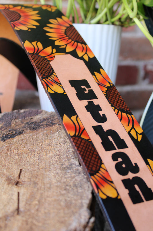 Sunflower Leather Guitar Strap