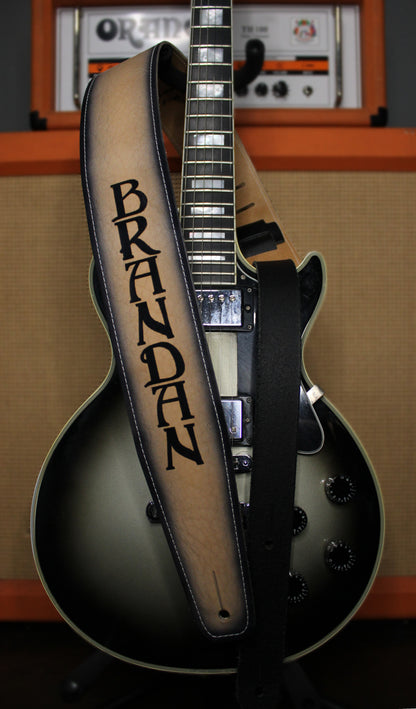 Natural leather guitar strap
