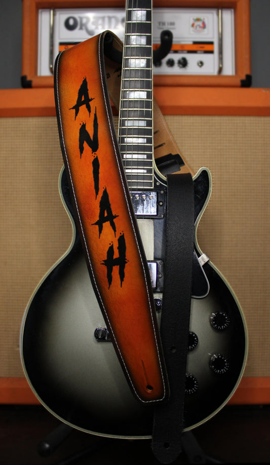 Orange Leather Guitar Strap