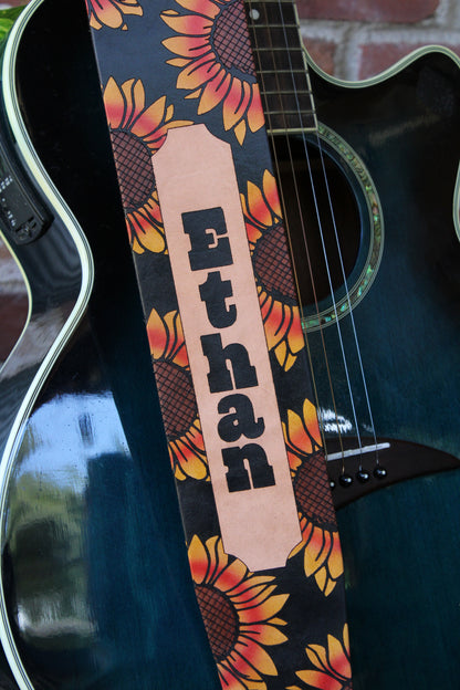 Sunflower Leather Guitar Strap