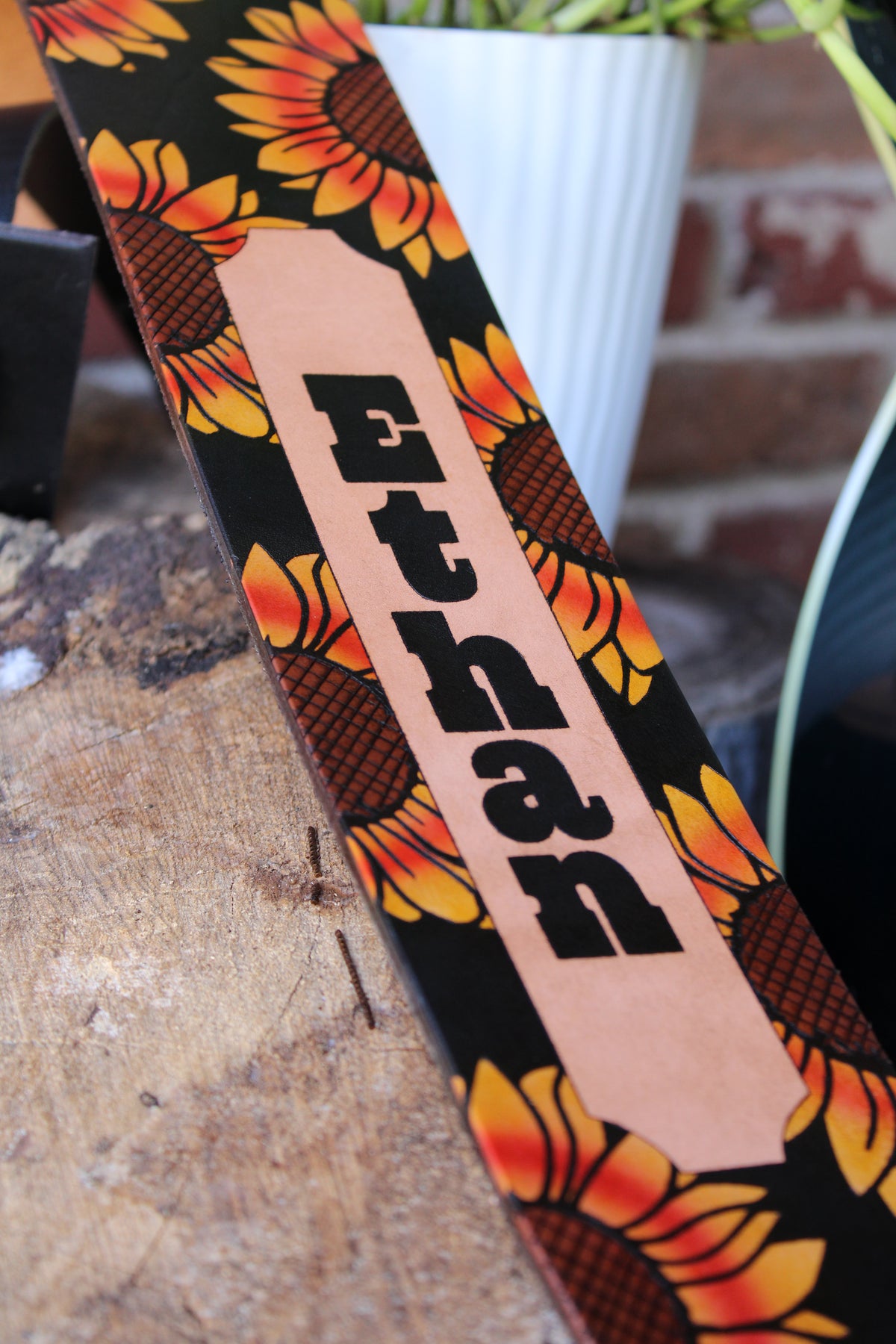 Sunflower Leather Guitar Strap